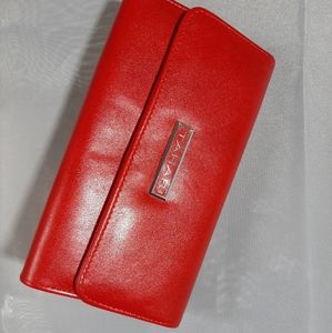 New Red Soft Shine TAHARI Wristlet Wallet W/Identity Protection